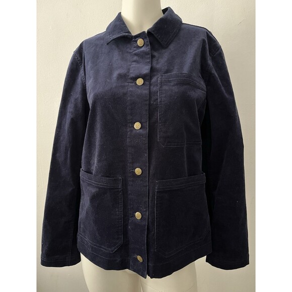 Navy Blazer Crushed Velvet Draper James Jacket With Pockets Size Medium - Picture 1 of 8